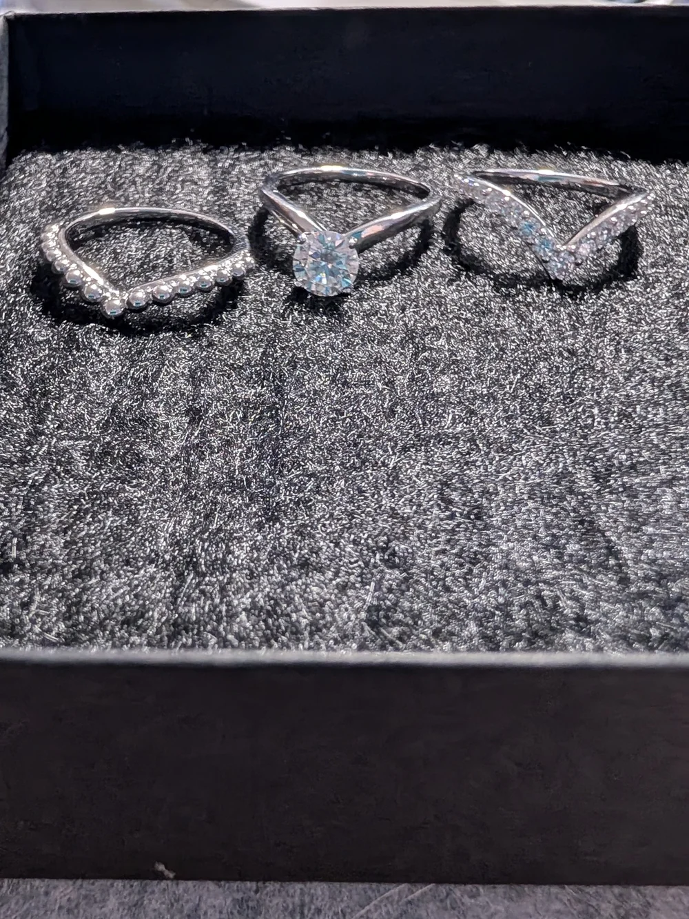 3-Piece Moissanite Ring, 1.26ctw diamond equivalent weight